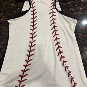 Women's White and Black Baseball Stitch Tank Top